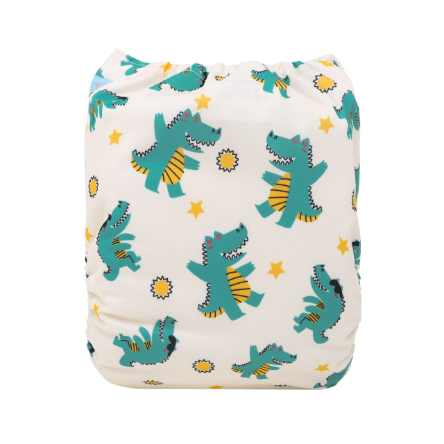 ALVABABY One Size Positioning Printed Cloth Diaper-Dinosaur(YDP237A)