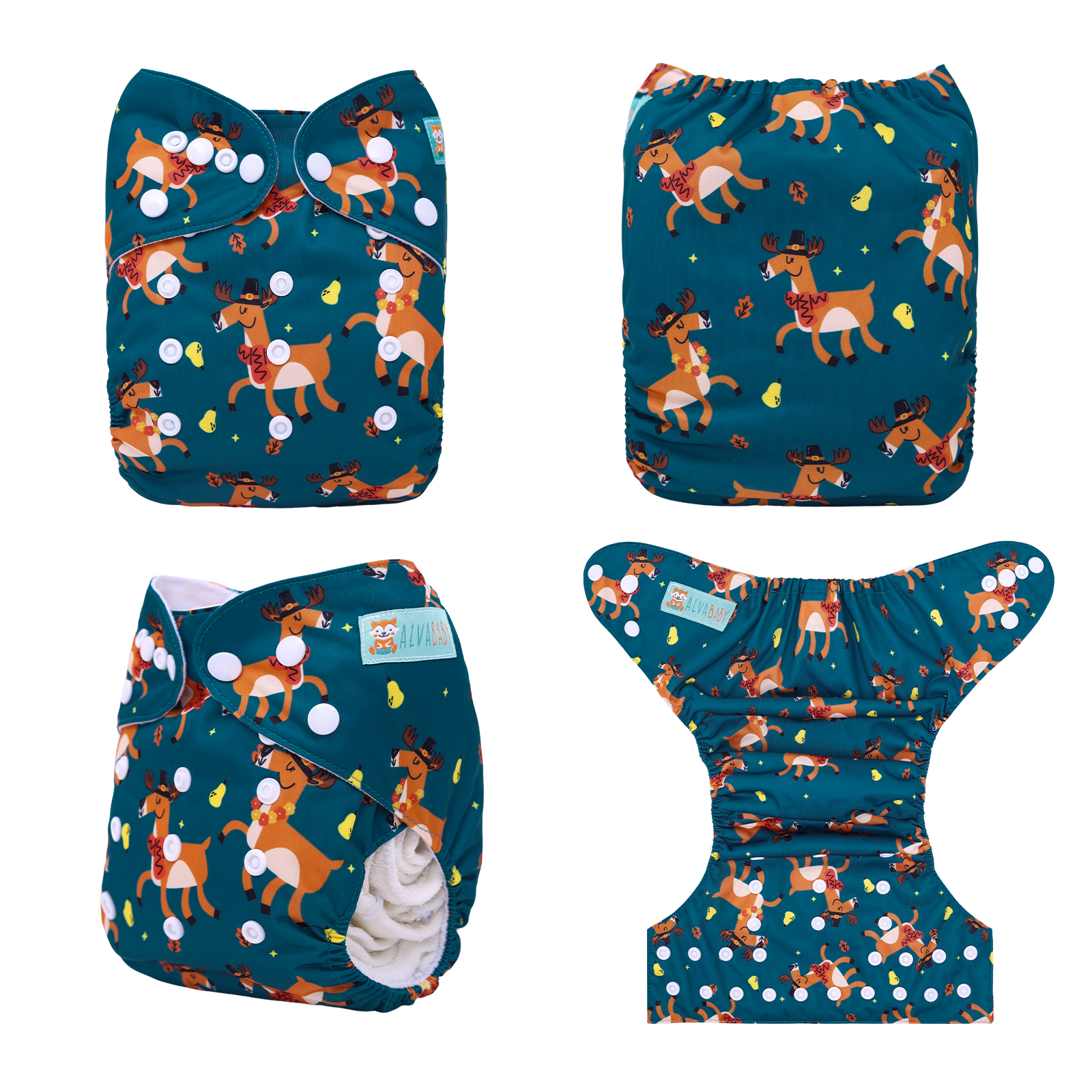 ALVABABY Positioning Cloth Diaper - One Size Adjustable Washable & Reusable Diaper for Babies and Toddlers (Horse, YDP236A)