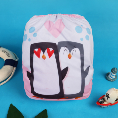 ALVABABY One Size Positioning Printed Cloth Diaper-Penguin(YDP233A)