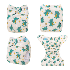 ALVABABY One Size Positioning Printed Cloth Diaper-Dinosaur(YDP237A)
