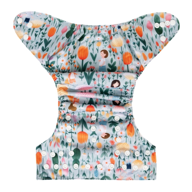 ALVABABY One Size Positioning Printed Cloth Diaper-Tulip(YDP231A)