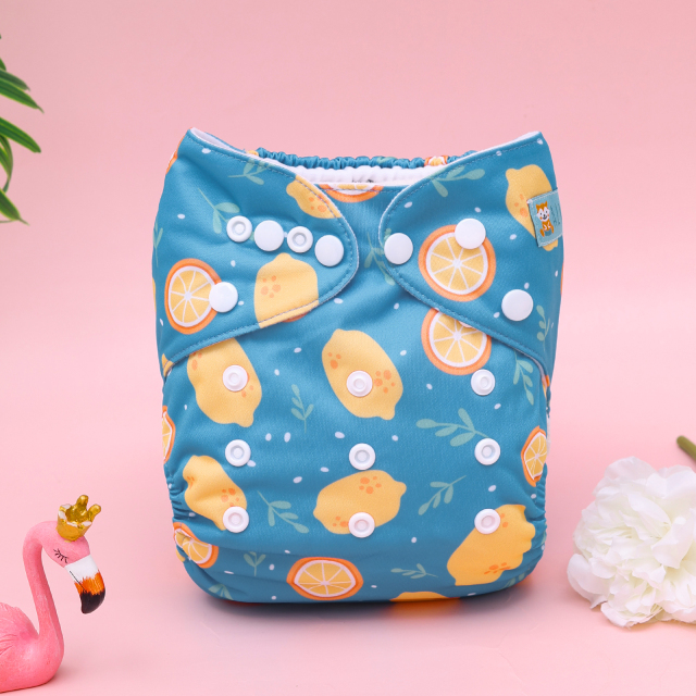 ALVABABY One Size Print Pocket Cloth Diaper-Lemon(H452A)