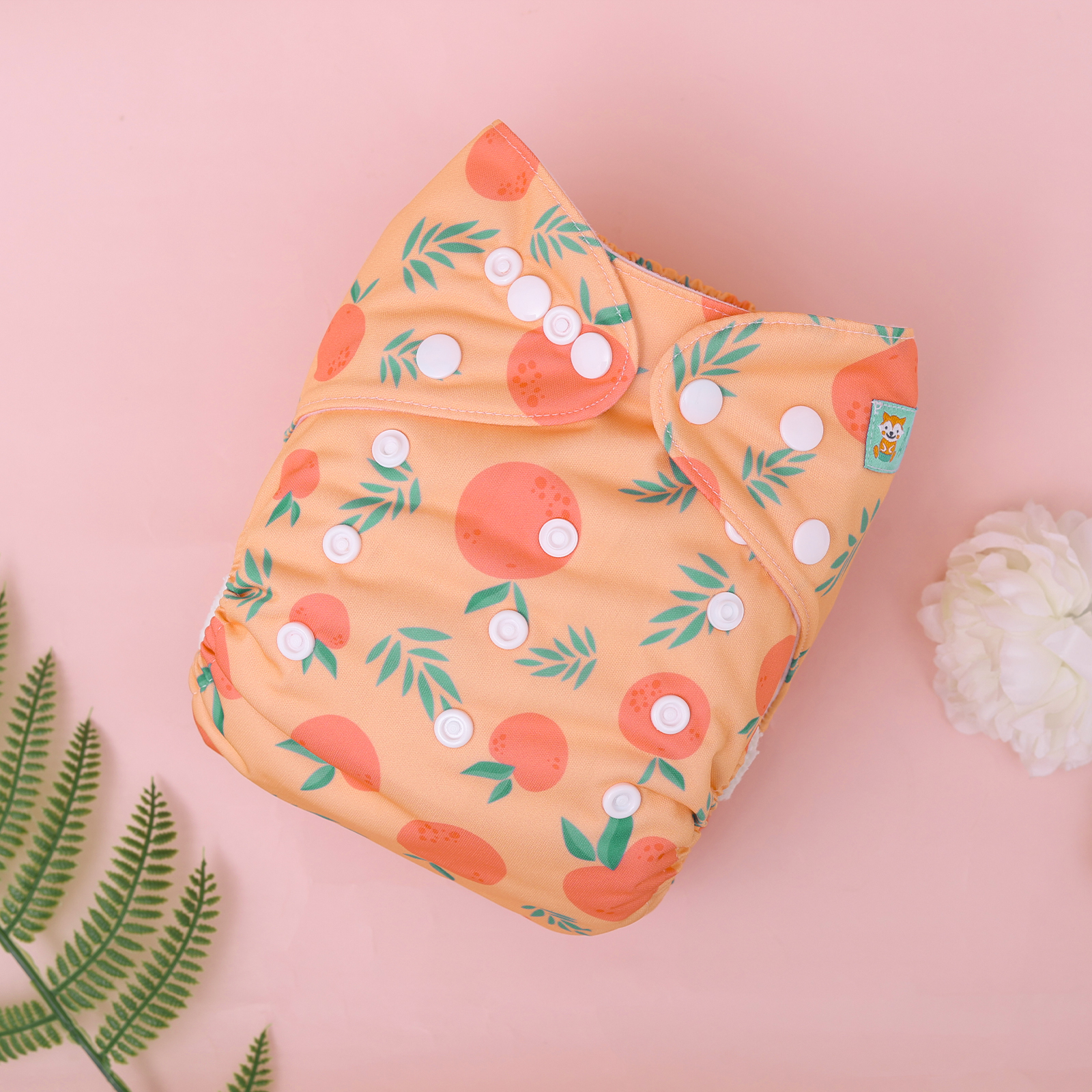 ALVABABY Print Cloth Diaper - One Size Adjustable Washable & Reusable Diaper for Babies and Toddlers (Orange, H453A)