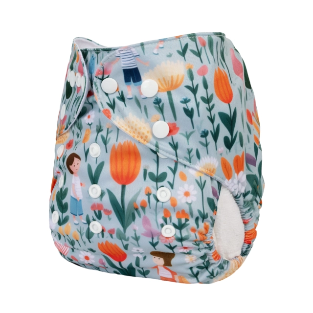 ALVABABY One Size Positioning Printed Cloth Diaper-Tulip(YDP231A)