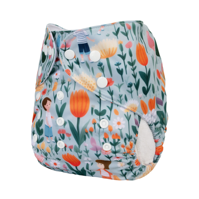 ALVABABY One Size Positioning Printed Cloth Diaper-Tulip(YDP231A)