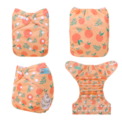 ALVABABY One Size Print Pocket Cloth Diaper-Orange(H453A)