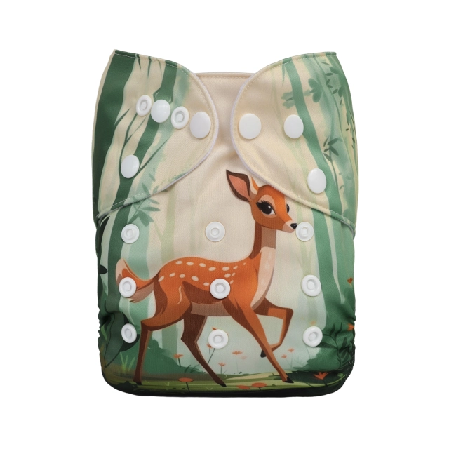 ALVABABY One Size Positioning Printed Cloth Diaper-Deer(YDP230A)