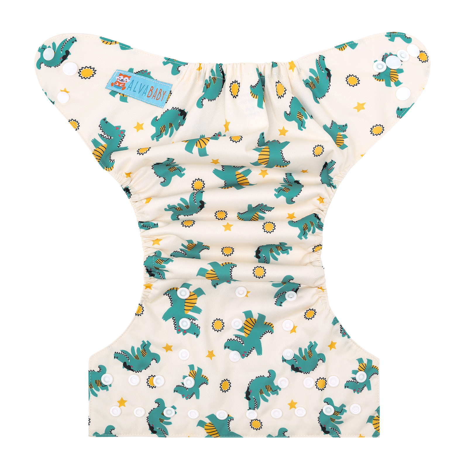 ALVABABY Positioning Cloth Diaper - One Size Adjustable Washable & Reusable Diaper for Babies and Toddlers (Dinosaur, YDP237A)