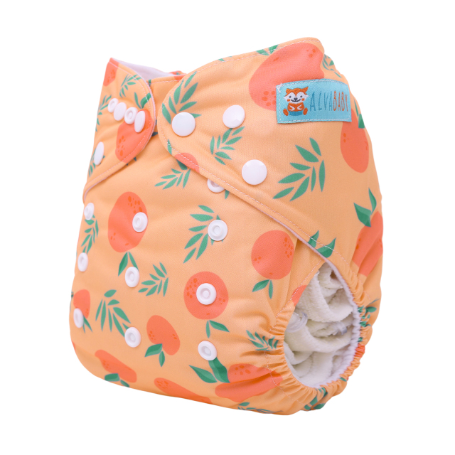 ALVABABY One Size Print Pocket Cloth Diaper-Orange(H453A)