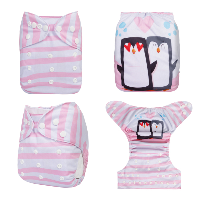 ALVABABY One Size Positioning Printed Cloth Diaper-Penguin(YDP233A)