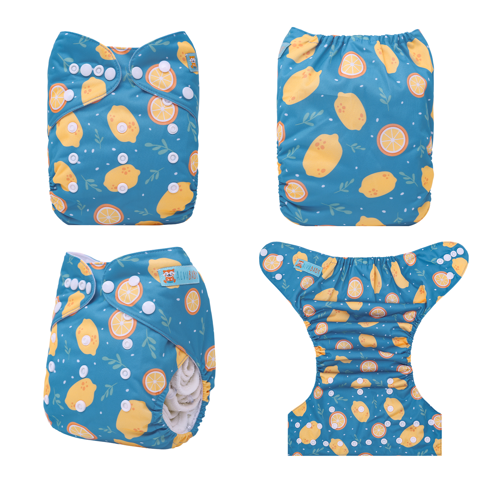 ALVABABY Print Cloth Diaper - One Size Adjustable Washable & Reusable Diaper for Babies and Toddlers (Lemon, H452A)