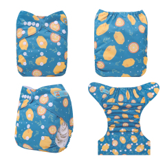 ALVABABY One Size Print Pocket Cloth Diaper-Lemon(H452A)