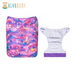 ALVABABY AWJ Lining Cloth Diaper with Tummy Panel for Babies -Coral(WJT-ED15A)