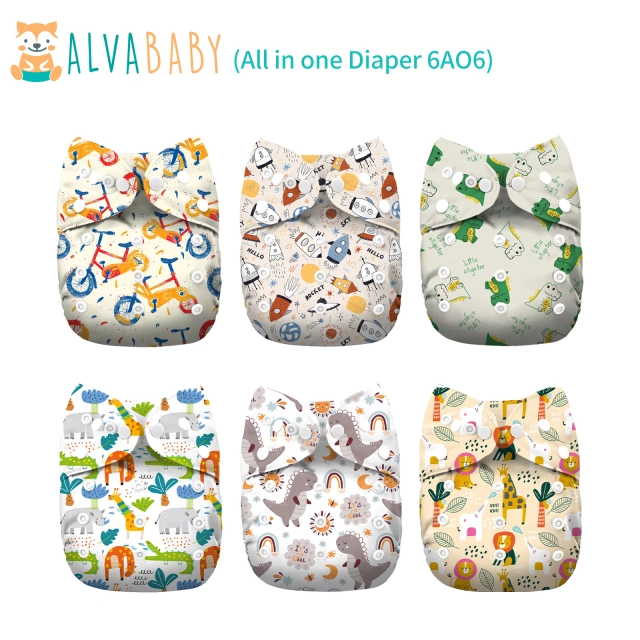 All In One Diaper with Pocket Sewn-in one 4-layer Bamboo blend insert-