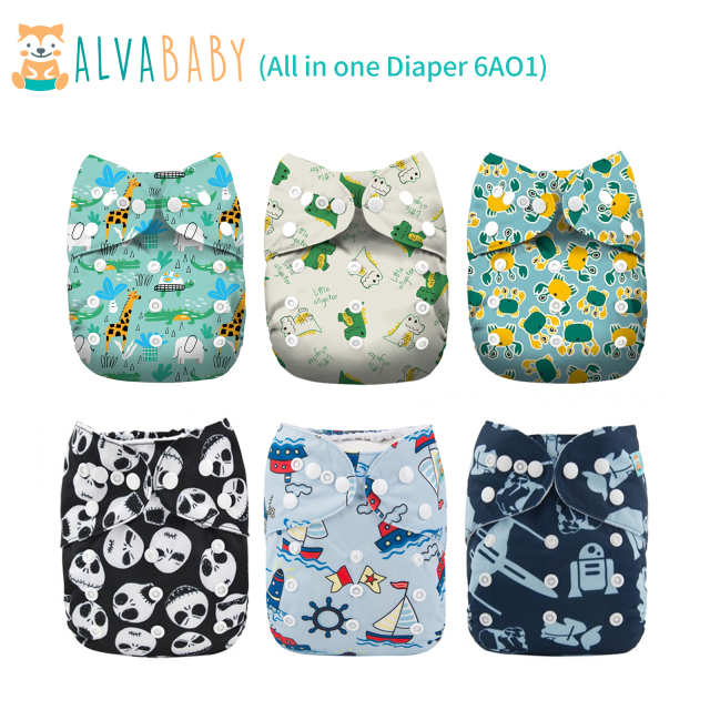All In One Diaper with Pocket Sewn-in one 4-layer Bamboo blend insert-