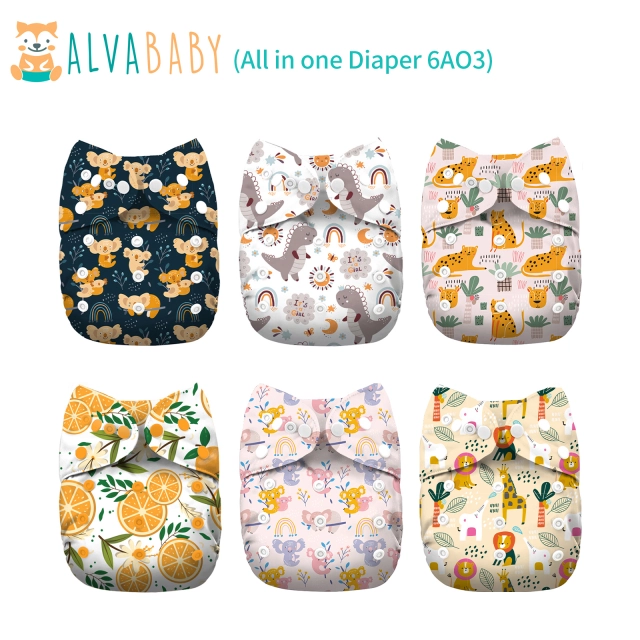 All In One Diaper with Pocket Sewn-in one 4-layer Bamboo blend insert-