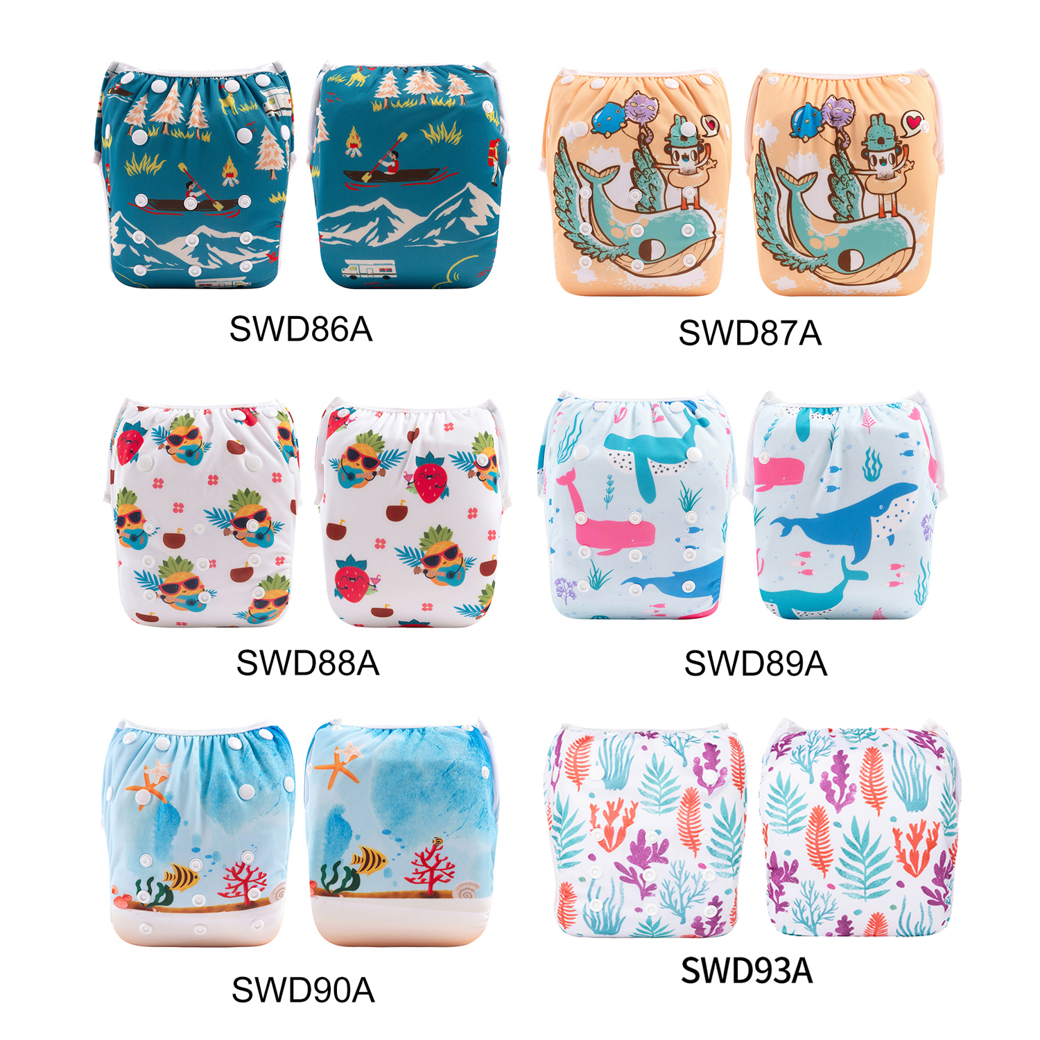 (Children's Day)ALVABABY One Size Baby & Toddler Snap Reusable Swim Diapers for Summer Fun