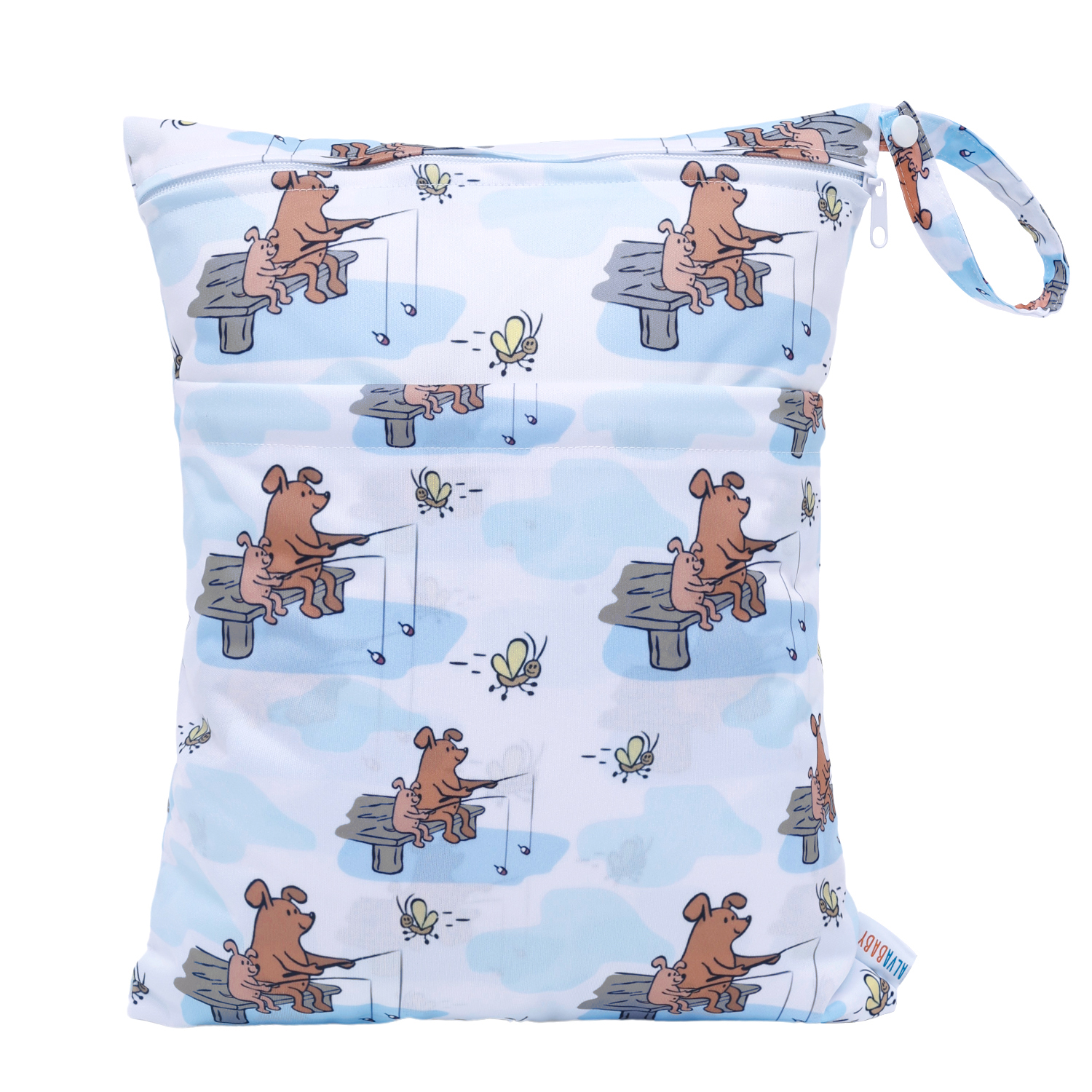 ALVABABY Waterproof Diaper Wet/Dry Bag for Cloth Diaper, Swimsuit, Travel, and Gym (L-ED22A)