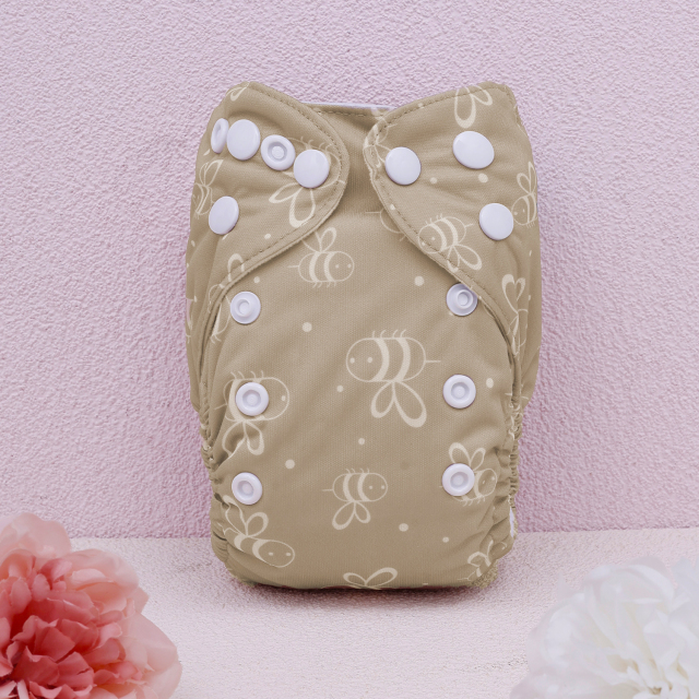 Newborn all In One Diaper with Pocket Sewn-in one Newborn 4-layer Bamboo blend insert-(SAO-EW16A)