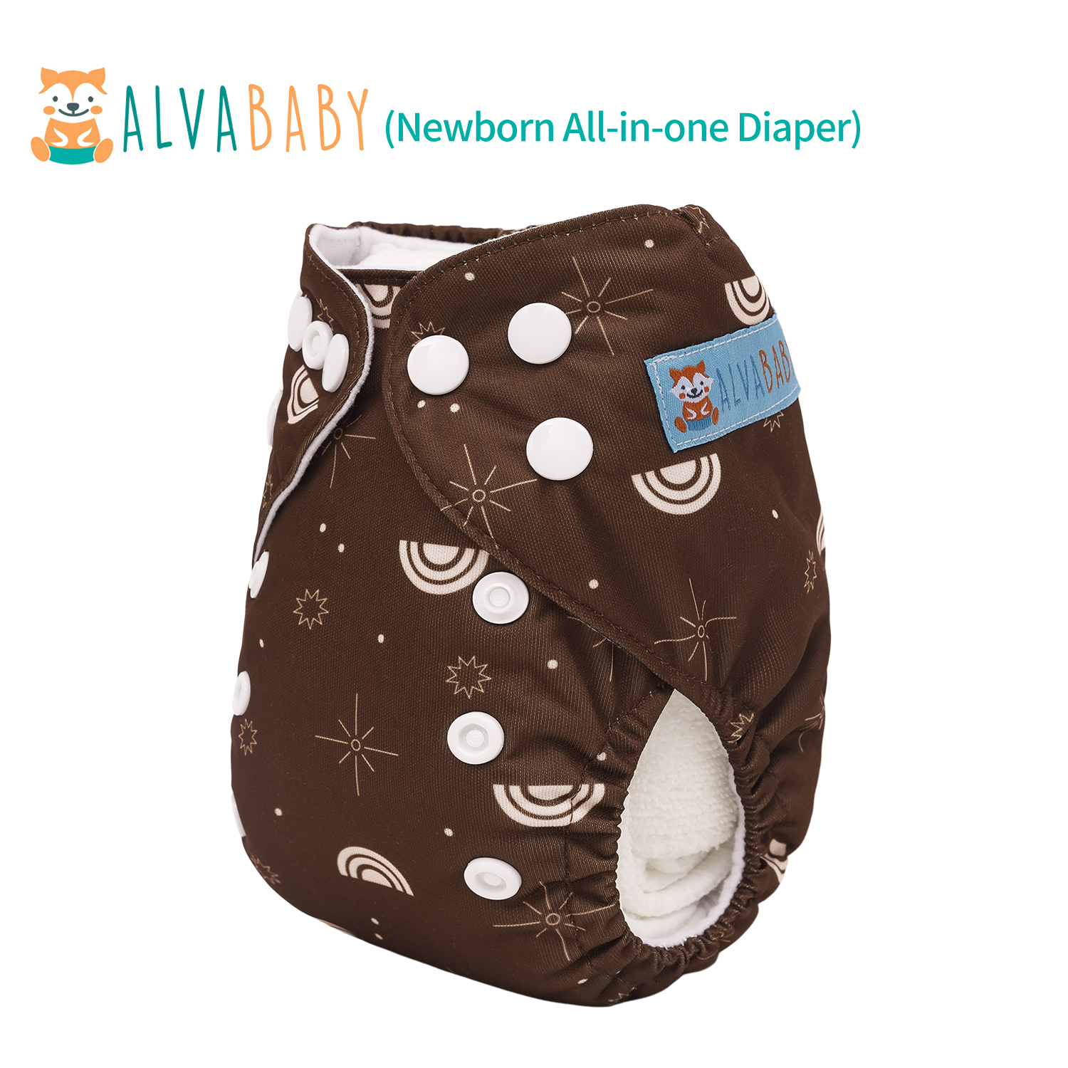 Newborn all In One Diaper with Pocket Sewn-in one Newborn 4-layer Bamboo blend insert-(SAO-EW10A)
