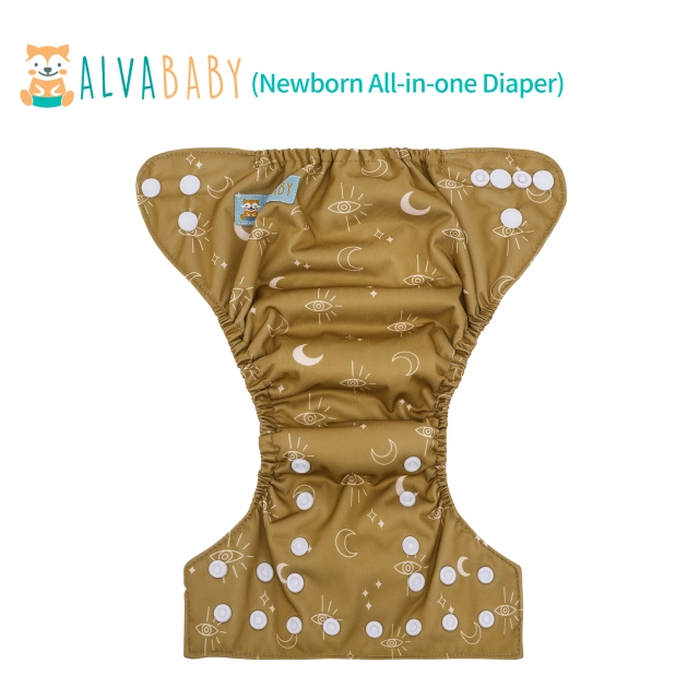 Newborn all In One Diaper with Pocket Sewn-in one Newborn 4-layer Bamboo blend insert-(SAO-EW07A)