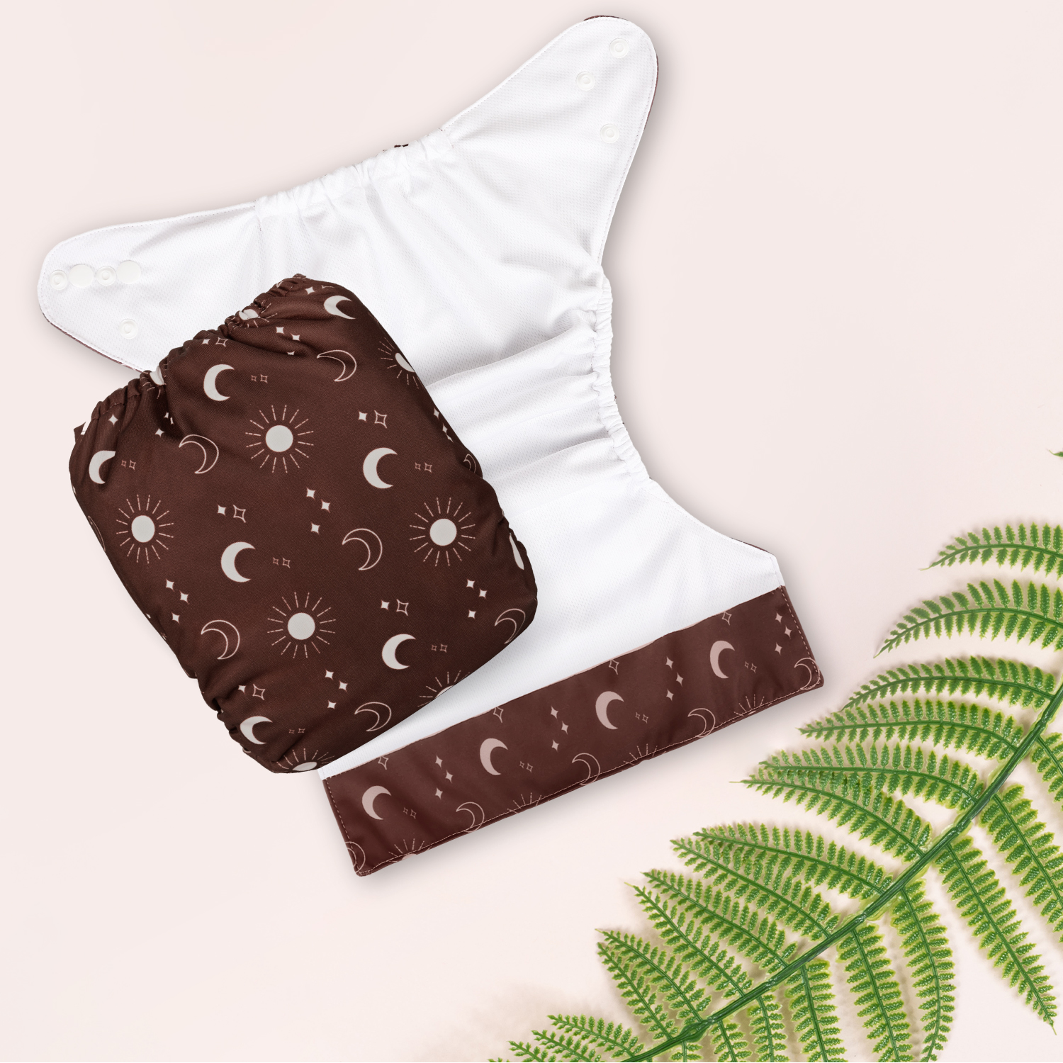 ALVABABY AWJ Lining Cloth Diaper with Tummy Panel for Babies -Moon & Sun (WJT-EW08A)