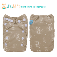 Newborn all In One Diaper with Pocket Sewn-in one Newborn 4-layer Bamboo blend insert-(SAO-EW16A)