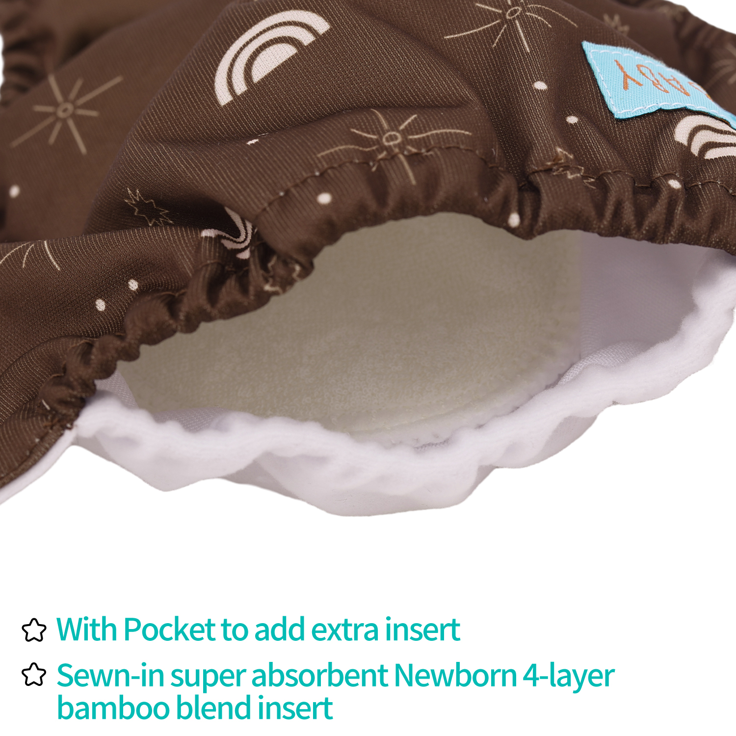 Newborn all In One Diaper with Pocket Sewn-in one Newborn 4-layer Bamboo blend insert-(SAO-EW10A)