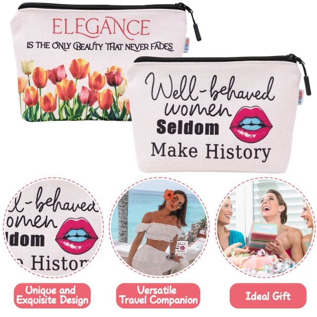 ALVABABY 2 Packs Cosmetic Bag Inspirational Gifts for Women Friendship Gifts for Women Friends Sister-HZB0405