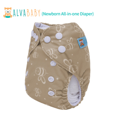 Newborn all In One Diaper with Pocket Sewn-in one Newborn 4-layer Bamboo blend insert-(SAO-EW16A)