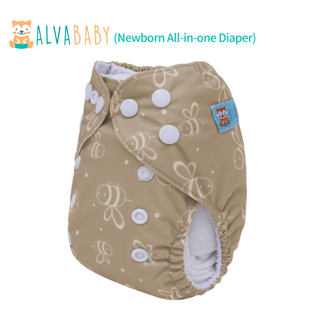 Newborn all In One Diaper with Pocket Sewn-in one Newborn 4-layer Bamboo blend insert-(SAO-EW16A)