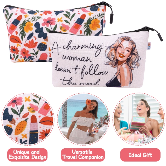 ALVABABY 2 Packs Cosmetic Bag Inspirational Gifts for Women Friendship Gifts for Women Friends Sister-HZB0106