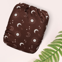 ALVABABY AWJ Lining Cloth Diaper with Tummy Panel for Babies -Moon & Sun (WJT-EW08A)