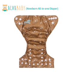 Newborn all In One Diaper with Pocket Sewn-in one Newborn 4-layer Bamboo blend insert-(SAO-EW17A)