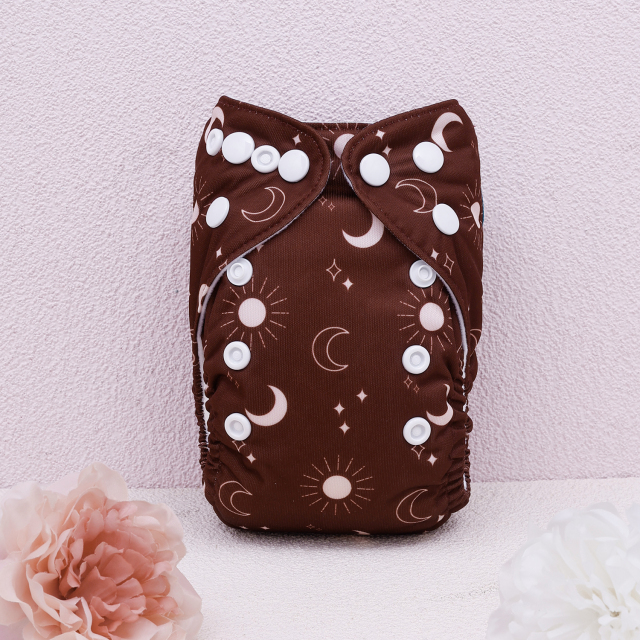 (All patterns) Newborn All In One Diaper with Pocket Sewn-in one 4-Layer-Bamboo Insert Newborn Cloth Diapers Adjustable Washable Reusable for Baby Girls and Boys