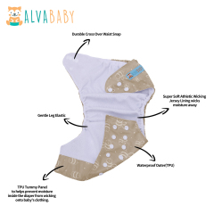 ALVABABY AWJ Lining Cloth Diaper with Tummy Panel for Babies  (WJT-EW16A)