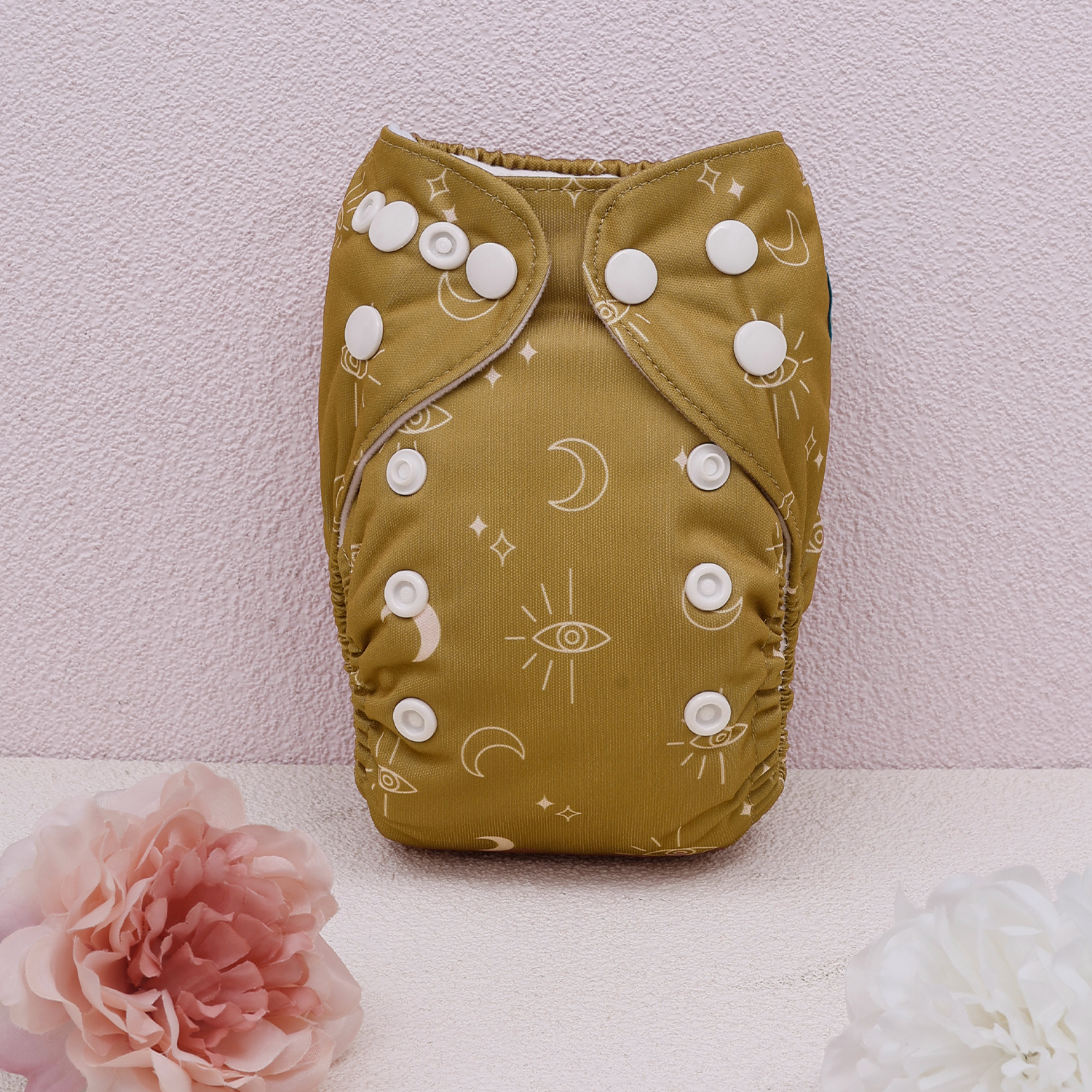 (Various Patterns) Newborn All In One Diaper with Pocket Sewn-in Bamboo Insert(4-Layer) - Adjustable Washable Reusable Cloth Diaper