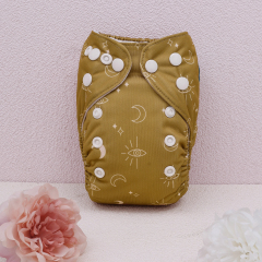 (All patterns) Newborn All In One Diaper with Pocket Sewn-in one 4-Layer-Bamboo Insert Newborn Cloth Diapers Adjustable Washable Reusable for Baby Girls and Boys