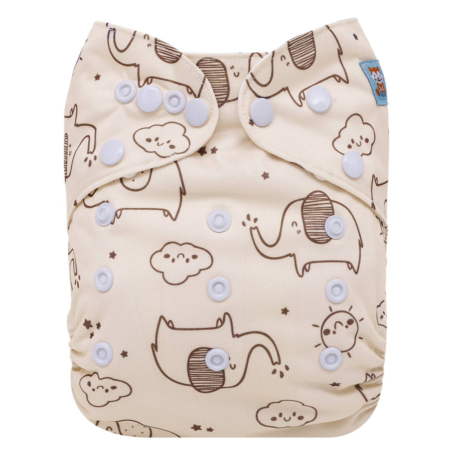 ALVABABY AWJ Lining Cloth Diaper with Tummy Panel for Babies (Elephant, WJT-EW18A)