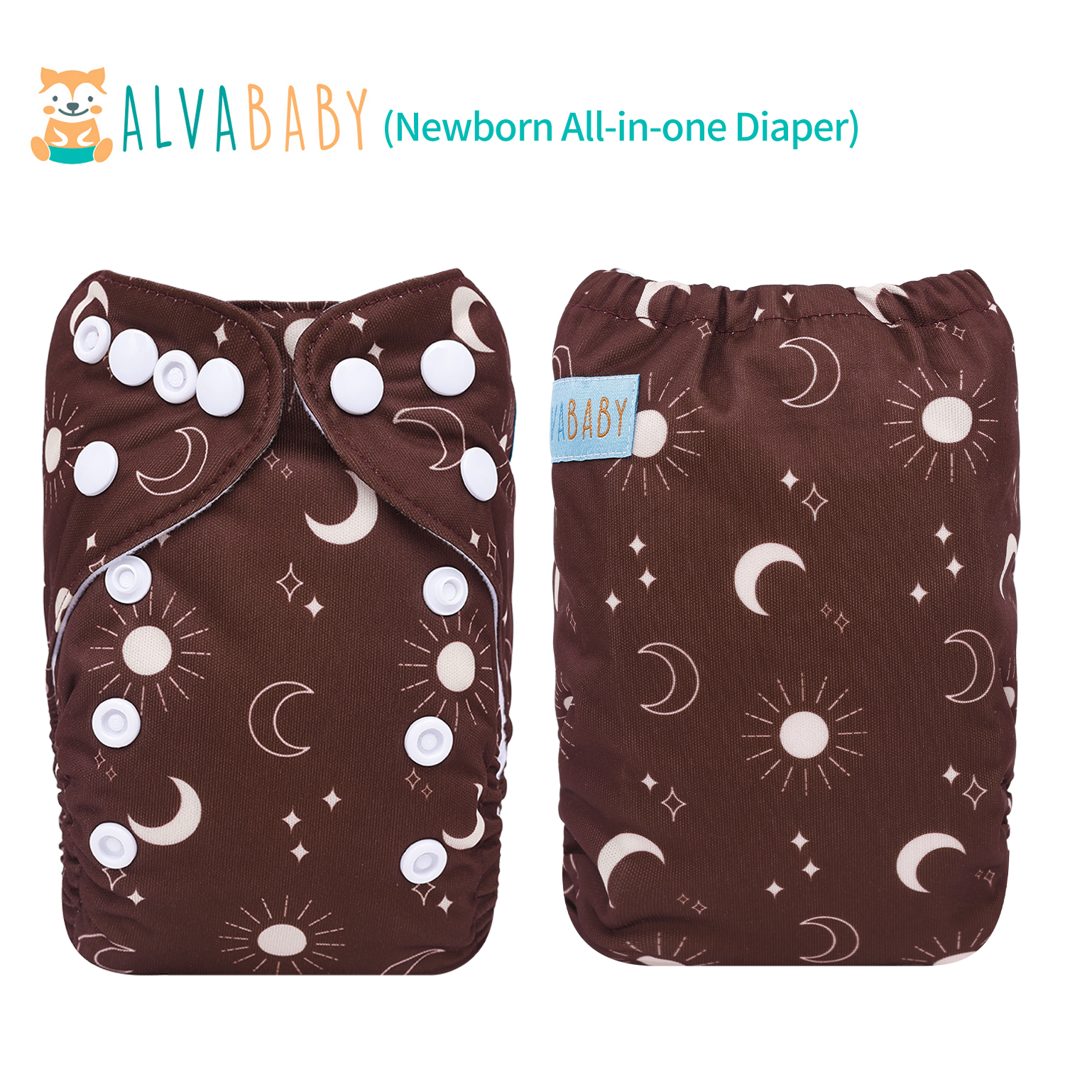 Newborn all In One Diaper with Pocket Sewn-in one Newborn 4-layer Bamboo blend insert-(SAO-EW08A)