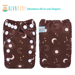Newborn all In One Diaper with Pocket Sewn-in one Newborn 4-layer Bamboo blend insert-(SAO-EW08A)