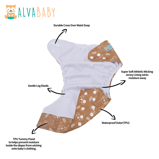 ALVABABY AWJ Lining Cloth Diaper with Tummy Panel for Babies  (WJT-EW17A)
