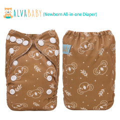 Newborn all In One Diaper with Pocket Sewn-in one Newborn 4-layer Bamboo blend insert-(SAO-EW17A)