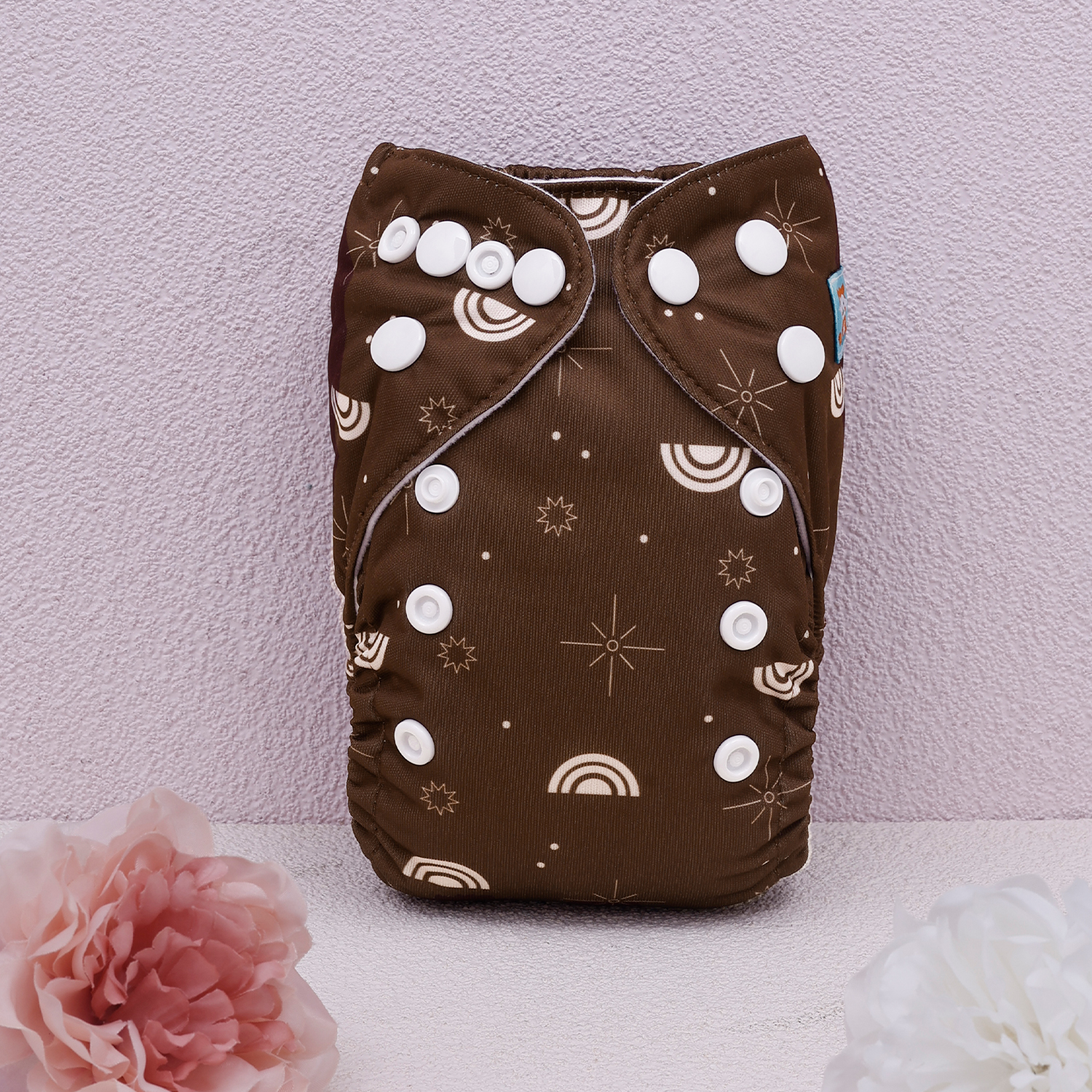 (Various Patterns) Newborn All In One Diaper with Pocket Sewn-in Bamboo Insert(4-Layer) - Adjustable Washable Reusable Cloth Diaper