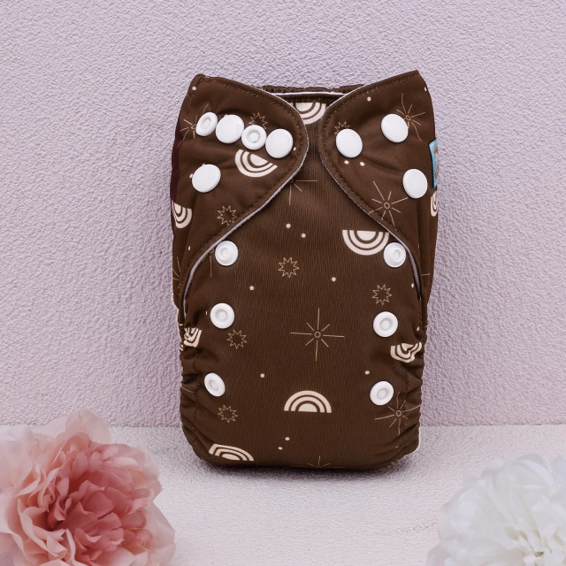 (All patterns) Newborn All In One Diaper with Pocket Sewn-in one 4-Layer-Bamboo Insert Newborn Cloth Diapers Adjustable Washable Reusable for Baby Girls and Boys