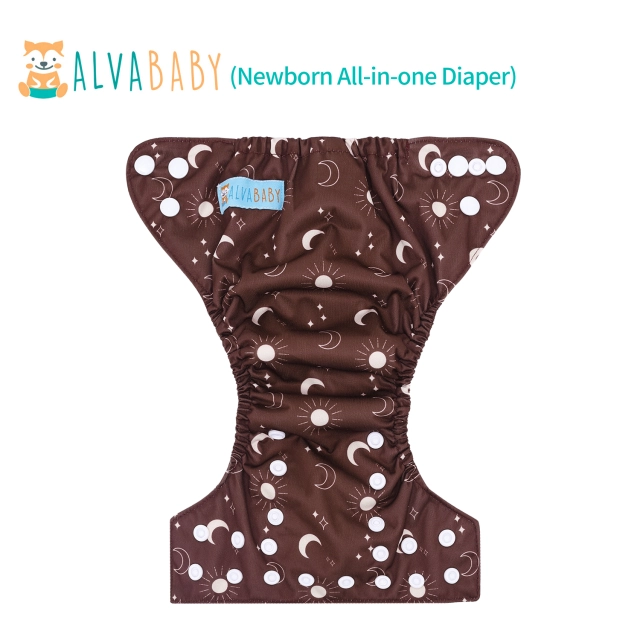 Newborn all In One Diaper with Pocket Sewn-in one Newborn 4-layer Bamboo blend insert-(SAO-EW08A)