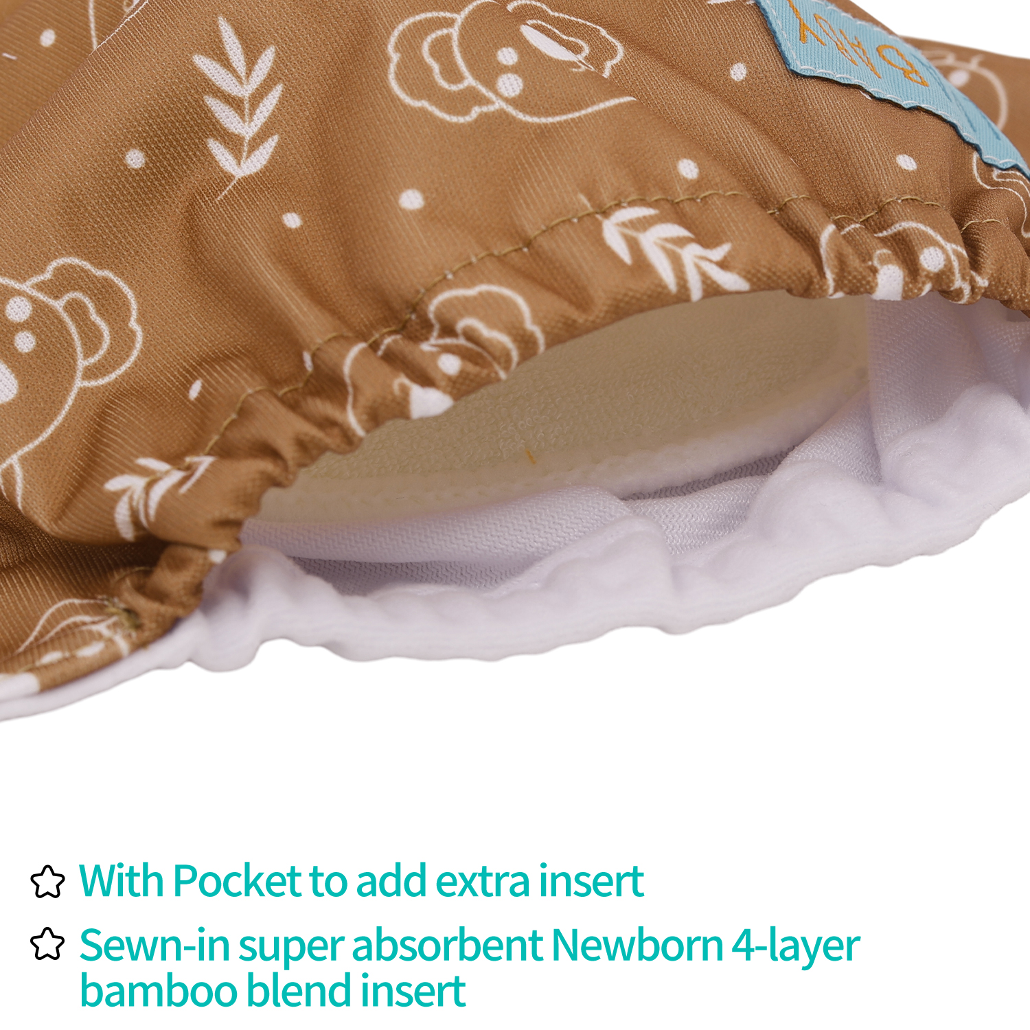 Newborn all In One Diaper with Pocket Sewn-in one Newborn 4-layer Bamboo blend insert-(SAO-EW17A)