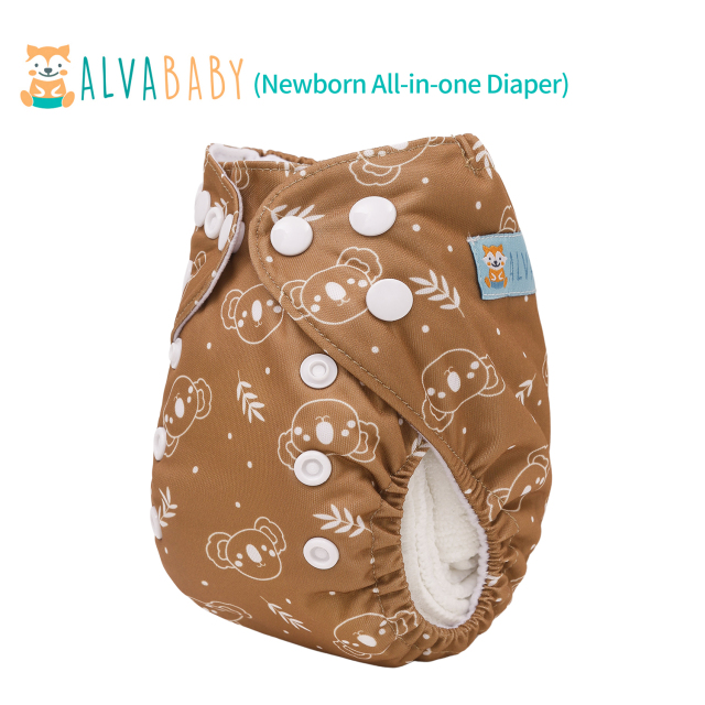Newborn all In One Diaper with Pocket Sewn-in one Newborn 4-layer Bamboo blend insert-(SAO-EW17A)