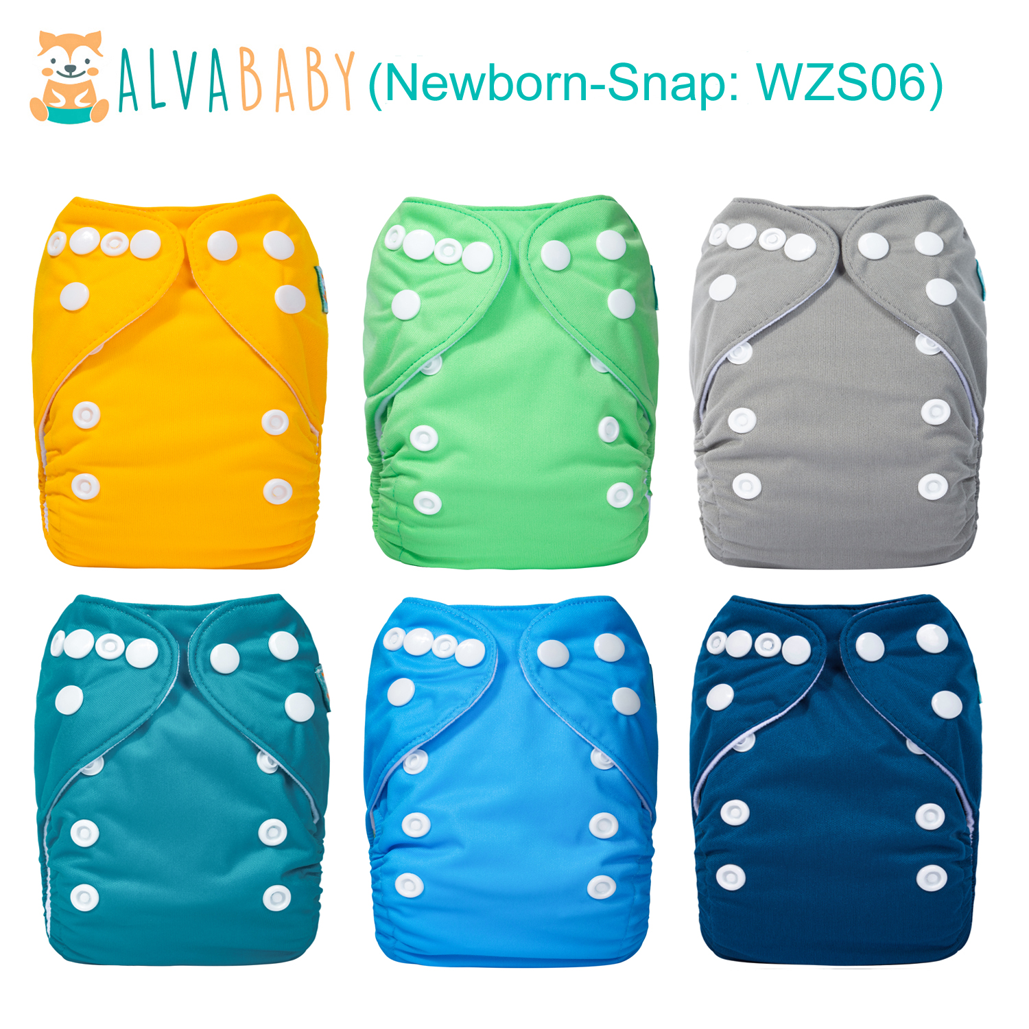 6-Pack Newborn Cloth Diapers with 6 Microfiber Inserts for Infants & Toddlers