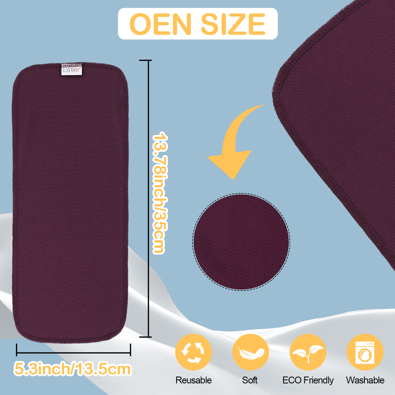 ALVABABY Reusable AWJ Liners 10 Pack Infant Baby Athletic Wicking Jersey Cloth Diaper Liners - Burgundy 10RL1A-01